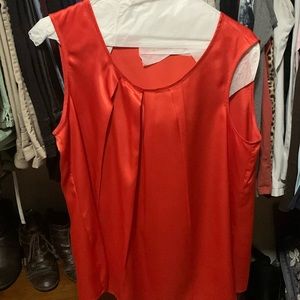 Kasper Orange Pleated Tank